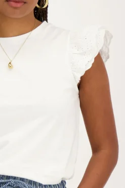 Haut Blanc Avec Manches Brodées