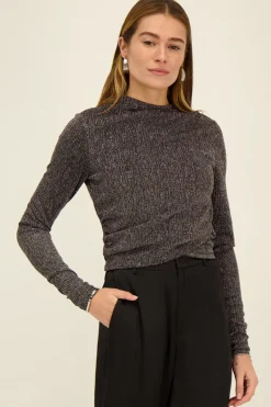 Haut Noir Drapé En Lurex