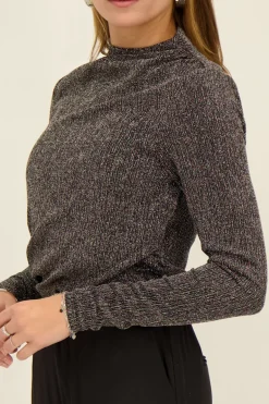 Haut Noir Drapé En Lurex