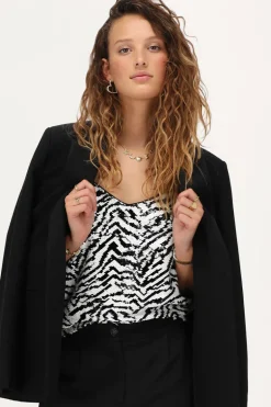 Haut Zébré Noir Et Blanc Avec Paillettes