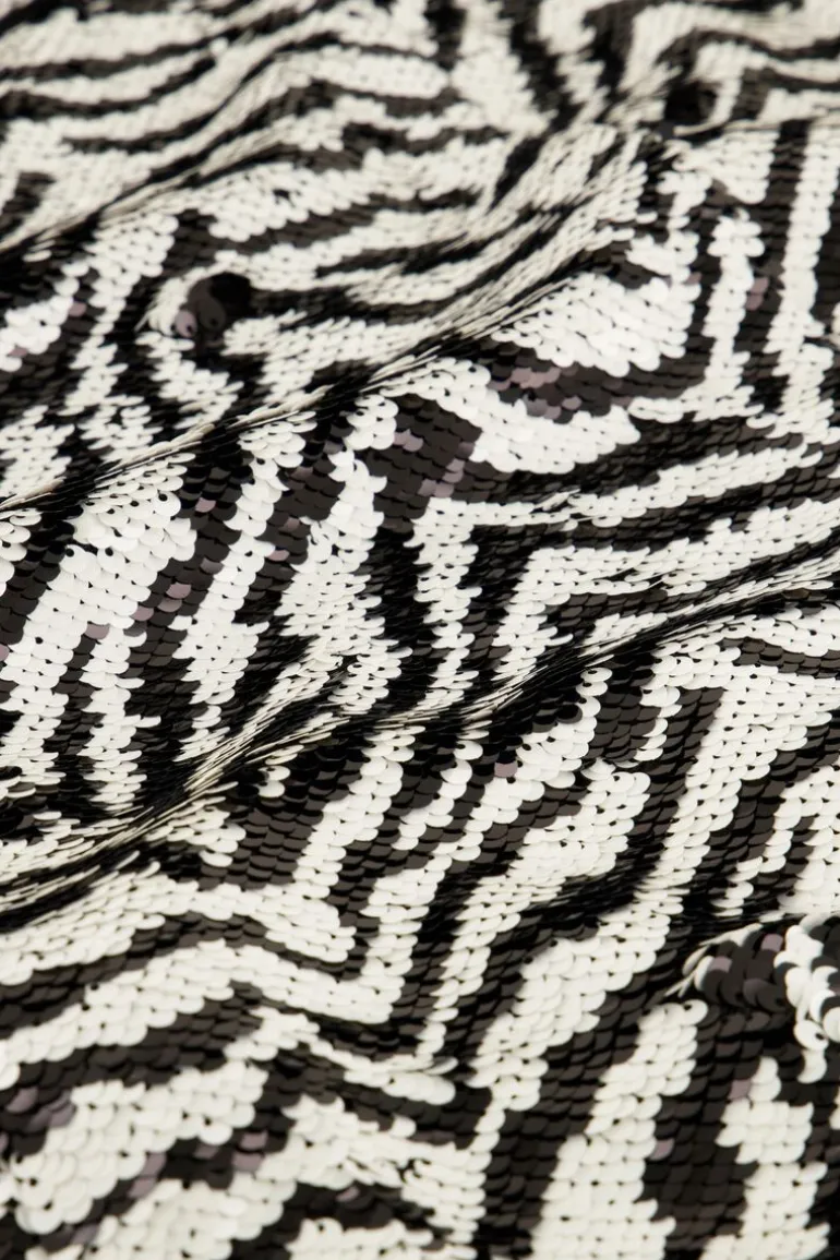 Haut Zébré Noir Et Blanc Avec Paillettes