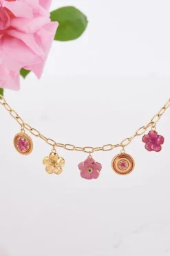 Island Collier Avec 5 Charms Fleurs