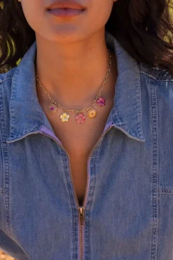 Island Collier Avec 5 Charms Fleurs
