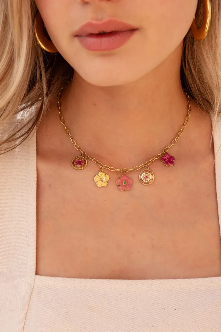 Island Collier Avec 5 Charms Fleurs