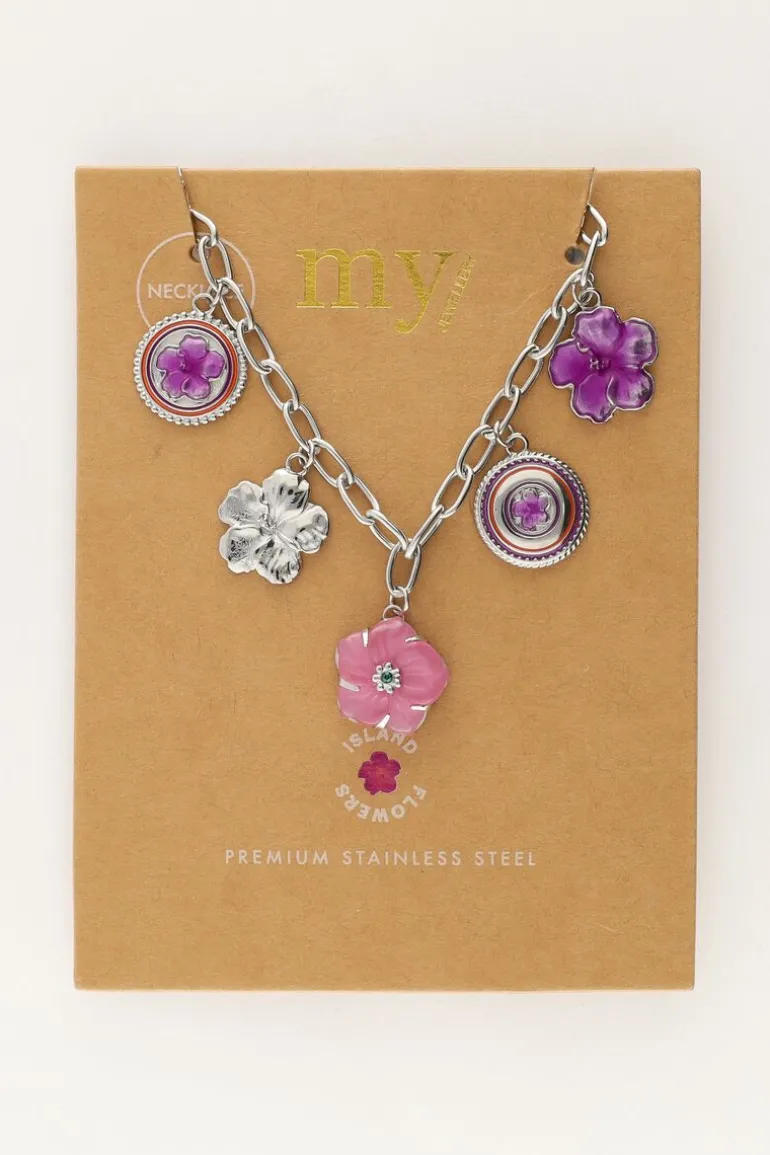 Island Collier Avec 5 Charms Fleurs
