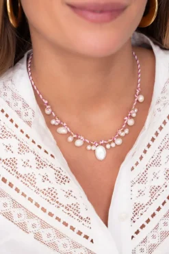 Island Collier Cordon Violet Avec Perles