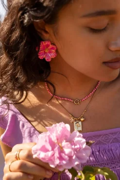 Island Collier De Perles Rouges Avec Fermoir