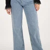 Jean Bleu Denim Flare à Clous