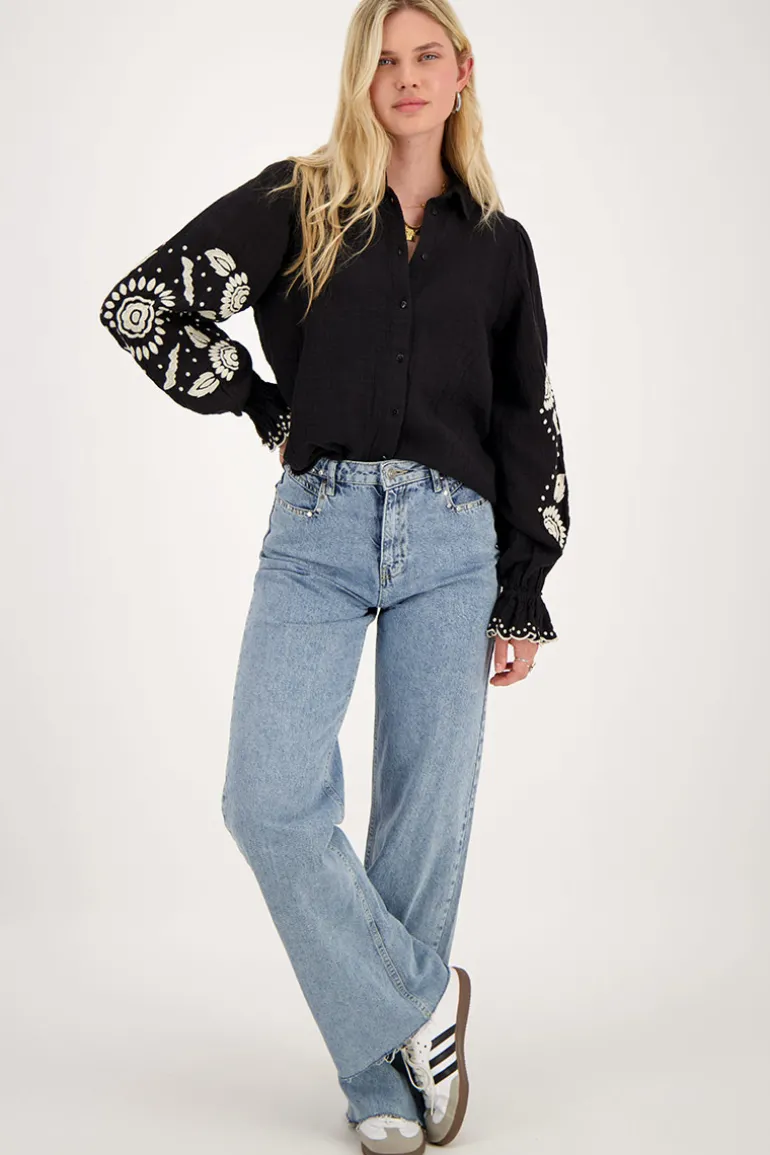 Jean Bleu Denim Flare à Clous