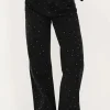 Jean Large Noir Avec Strass