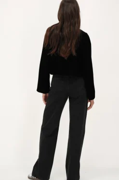 Jean Large Noir Avec Strass