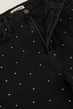 Jean Large Noir Avec Strass