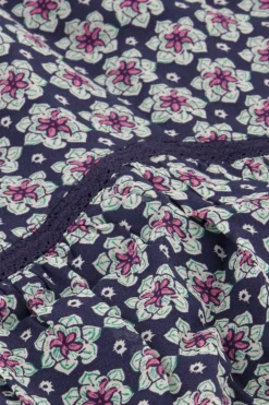 Jupe à Imprimé Fleuri Bleu Foncé Avec Volants