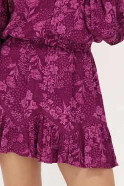 Jupe à Imprimé Floral Violet Et Rose
