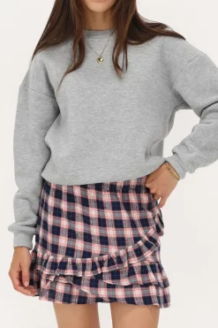 Jupe Bleu Foncé à Carreaux Roses Et Lurex