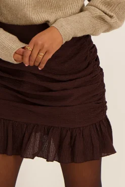 Jupe Drapée Marron Foncé Avec Structure