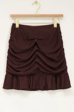 Jupe Drapée Marron Foncé Avec Structure