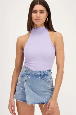 Jupe En Denim Bleu Avec Perles