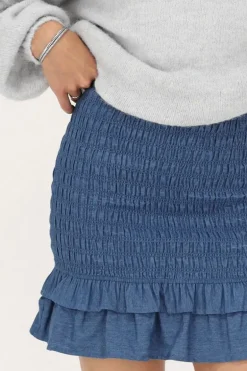 Jupe En Denim Bleu Avec Smock