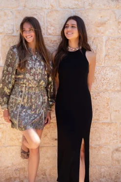 Jupe En Jacquard Dorée à Imprimé Multicolore