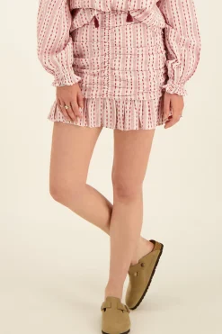 Jupe En Jacquard Rose, Blanche Et Rouge