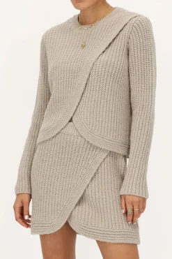 Jupe En Maille Beige