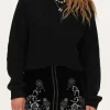 Jupe En Velours Noir Avec Broderie Argentée