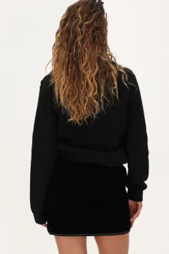 Jupe En Velours Noir Avec Broderie Argentée