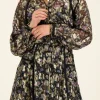 Jupe Jacquard Noire Imprimé Doré