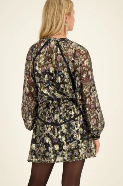 Jupe Jacquard Noire Imprimé Doré
