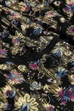 Jupe Jacquard Noire Imprimé Doré