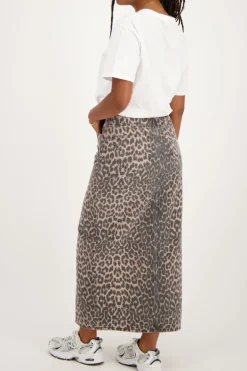 Jupe Midi En Denim Avec Imprimé Panthère