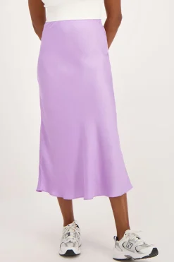 Jupe Midi En Satin Lilas