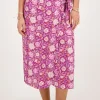 Jupe Midi Enveloppante Violette à Imprimé Floral Rose