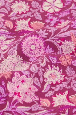 Jupe Midi Enveloppante Violette à Imprimé Floral Rose
