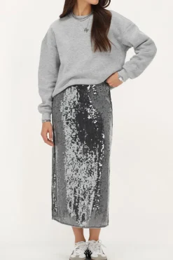 Jupe Midi Noire Avec Paillettes