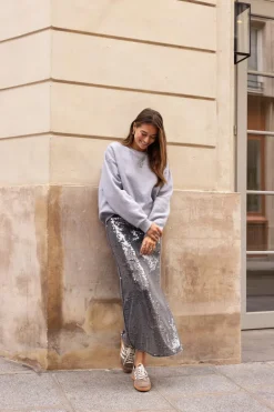 Jupe Midi Noire Avec Paillettes