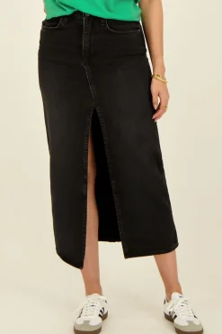 Jupe Midi Noire En Denim