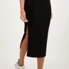 Jupe Midi Noire Structurée Avec Fente