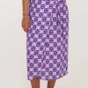 Jupe Midi Portefeuille Bleue Avec Imprimé