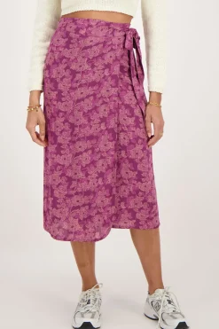 Jupe Midi Rose à Imprimé Fleuri