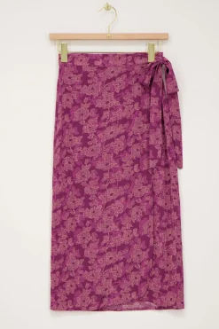 Jupe Midi Rose à Imprimé Fleuri