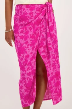 Jupe Midi Rose à Superposition Et Imprimé Floral