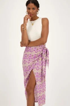 Jupe Midi Violette Avec Imprimé Aztèque