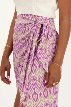 Jupe Midi Violette Avec Imprimé Aztèque