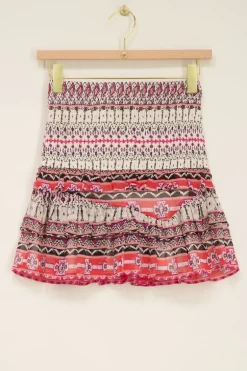 Jupe Multicolore à Smocks Et Imprimés