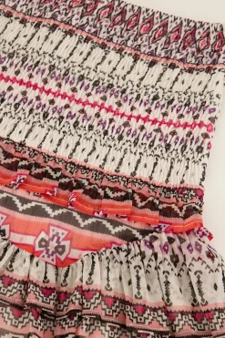 Jupe Multicolore à Smocks Et Imprimés