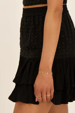 Jupe Noire Effet Froissé Avec Broderie
