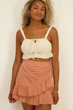 Jupe Orange Plissée à Volants