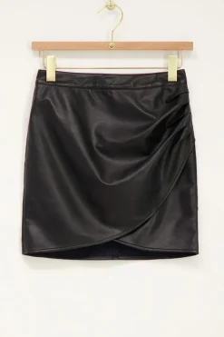 Jupe Plissée Noire En Simili-cuir